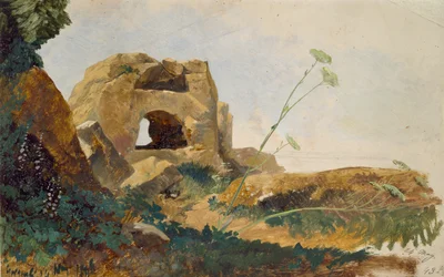 Studie von Felsen und Laub, Agrigento Girgenti, Sizilien, 1847