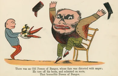 Es war eine alte Person aus Bangor, deren Gesicht vor Wut verzerrt war, aus 