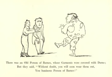 Es war eine alte Person aus Barnes, deren Kleidung mit Flicken bedeckt war