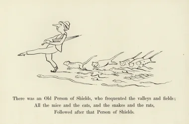 Es war eine alte Person von Shields, die die Täler und Felder besuchte