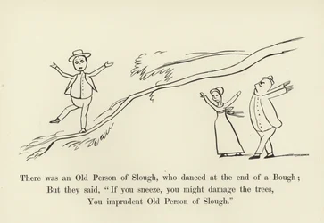 Es war eine alte Person aus Slough, die am Ende eines Astes tanzte