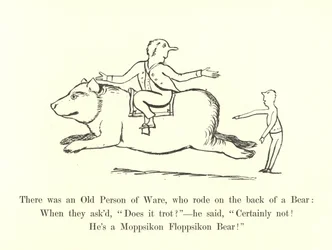 Es war eine alte Person aus Ware, die auf dem Rücken eines Bären ritt