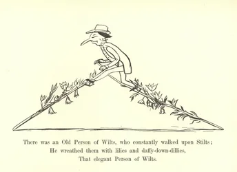 Es war eine alte Person aus Wilts, die ständig auf Stelzen ging