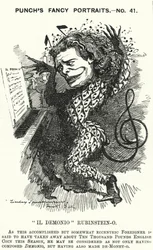Anton Rubinstein, russischer Pianist, Komponist und Dirigent (Karikatur)