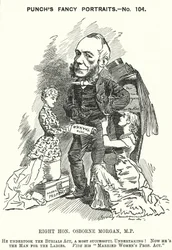 Punch-Karikatur: George Osborne Morgan, walisischer Anwalt und liberaler Politiker (Stich)
