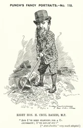 Punch-Karikatur: Henry Cecil Raikes, englischer konservativer Politiker (Stich)