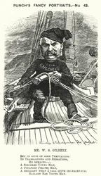 Punch-Karikatur: W. S. Gilbert, englischer Dramatiker und Librettist (Gravur)