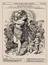 Unser Plädoyer für offene Räume. Punch, Juni 1883