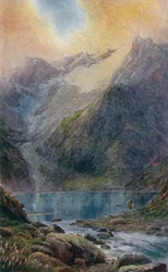 See Shisha Nag bei Sonnenuntergang