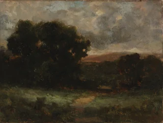 Ohne Titel (Landschaft mit Wiese und Bäumen)
