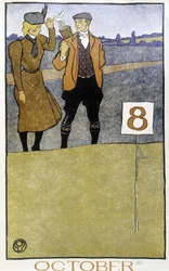 Paar beim Golfspielen - in „Golfkalender“ von Edward Penfield, Ed. 1899