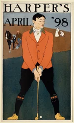 Mann beim Golfspielen, April 