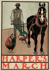 Mann mit Pferdepflug, Harper