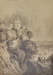 Wasserszene mit Klippe