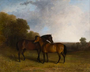 Zwei Jäger in einer Landschaft