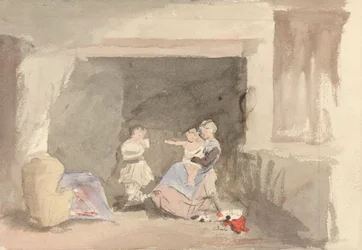 Innenraum mit Mutter und zwei Kindern