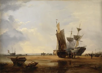 Brig auf Sand: Schiffe auf dem Sand bei Hastings, 1836