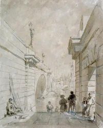 London Bridge Blick nach Norden von der oberen Landung der Stufen in der Nähe der Tooley Street, 1833