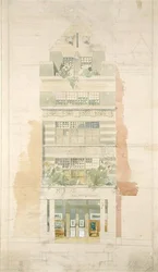 Entwurf für die Fassade der McLean Fine Art Galleries, Haymarket, London