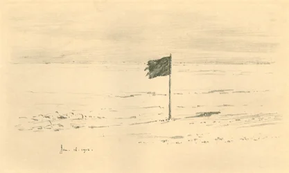 Schwarzes Flaggenlager - Amundsens schwarze Flagge wenige Meilen vom Südpol entfernt, 1912, 1913