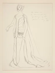 Eine Dame, Kostümentwurf für Henry Irving