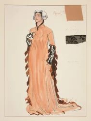 Eine Dame, Kostümskizze für Henry Irving