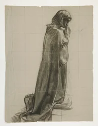 Figurenstudie für Sir Lancelot und Sir Bors rüsten Galahad mit seinen Sporen aus, aus Die Suche nach dem Heiligen Gral (zweite von fünfzehn Gemälden für die Boston Public Library, abgeschlossen 1901)