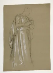 Figurenstudie für den jungen Galahad (?), aus Die Suche nach dem Heiligen Gral (erste einer Serie von fünfzehn Wandgemälden für die Boston Public Library, abgeschlossen 1901)