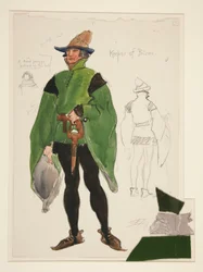 Gefängniswärter, Kostümskizze für Henry Irving