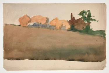 Landschaft mit Häusern in der Ferne