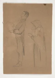 Profilstudien von Mann und alter Frau (recto); Drei Skizzen von Köpfen und unidentifizierte Skizze (verso)