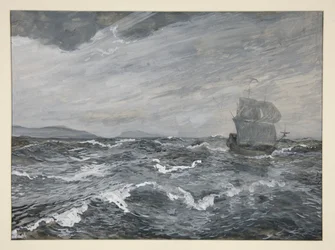 Meereslandschaft mit Segelboot