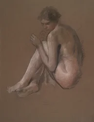 Sitzende nackte weibliche Figur