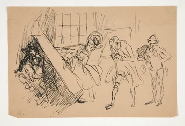 Skizze für School for Scandal, Illustration für Scribner