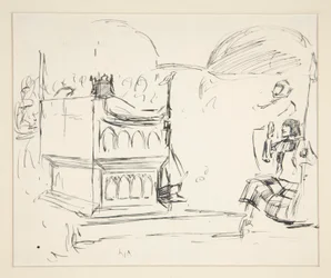 Studie für Die Suche nach dem Heiligen Gral (Serie von fünfzehn Gemälden für die Boston Public Library, abgeschlossen 1901)