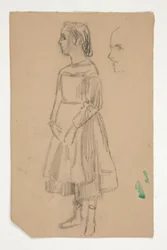 Studie eines jungen Mädchens in einer Schürze