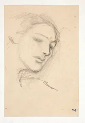 Studie von drei Köpfen einer Frau