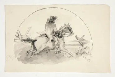 Unidentifizierte Illustration [Mann zu Pferd]