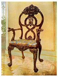 Geschnitzter früher Chippendale-Vorsitzender, 1911-1912