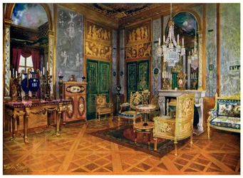 Salon de Musique von Marie Antoinette, Schlafzimmer, Palais de Fontainebleau, Frankreich, 1911-1912