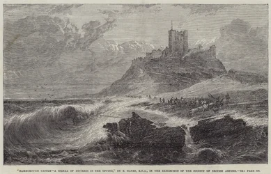 Bamborough Castle, ein Notsignal in der Ferne