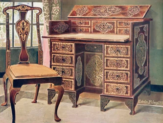 Walnuss Intarsien-Schreibtisch