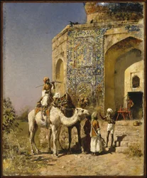 Die alte blau gekachelte Moschee außerhalb von Delhi, Indien