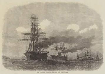 HMS Agincourt auf Grund gelaufen auf dem Pearl Rock, Gibraltar Bay