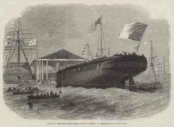 Stapellauf der portugiesischen Schraubenkorvette Sagres in Limehouse