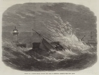 Wrack eines Fischkutters außerhalb des Piers von Ramsgate Harbour