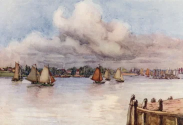 Der Rhein: Boote auf der Maas