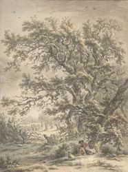Ein Mann ruht unter einem Baum, n.d.