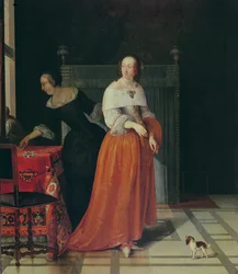 Innenraum mit einer Dame und ihrer Magd