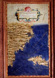 Karte von China und Japan von Egnazio Danti (1536-1586), italienischem Mathematiker, Kosmografen und Architekten. Um 1567. Florenz, Palazzo Vecchio, Sala del Mappamondo.